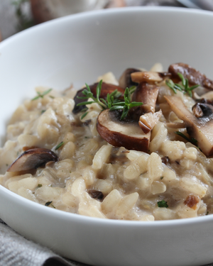 Risotto aux trompettes de la mort de réglisse